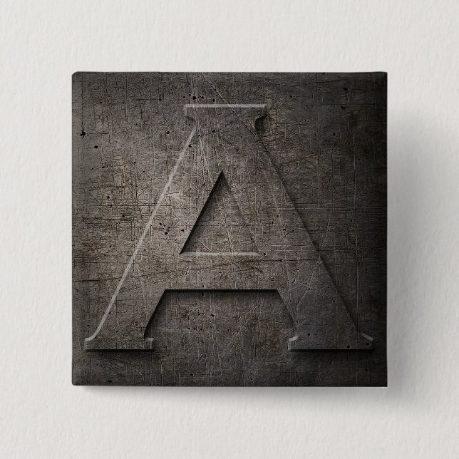 Bronze Black Metall A Monogram square Stift-knapp Knapp (Framsida)
