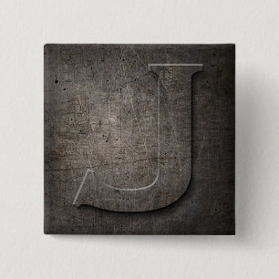 Bronze Black Metall J Monogram square Button Knapp