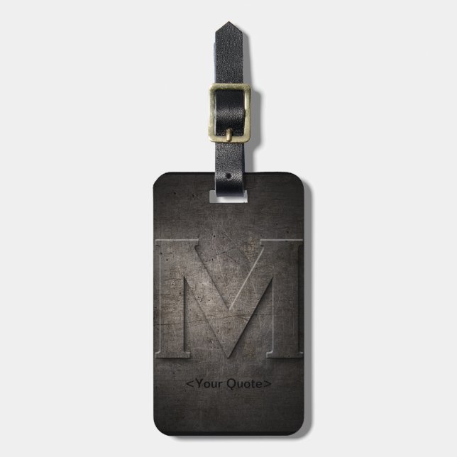 Bronze Black Metall M Monogram Resemärk Bagagebricka (Vertikal Framsida)