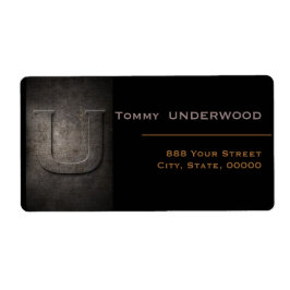Bronze Black Metall Monogram U-Adressetiketter Fraktsedel