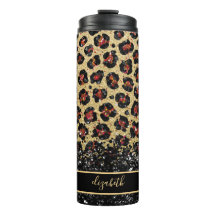Bronze Black och Guld Leopard Thermal Tumbler