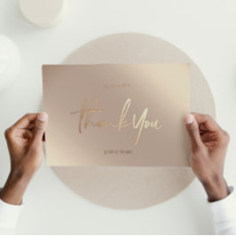 Bronze Bröllop Tack, Elegant Script-skript Vykort