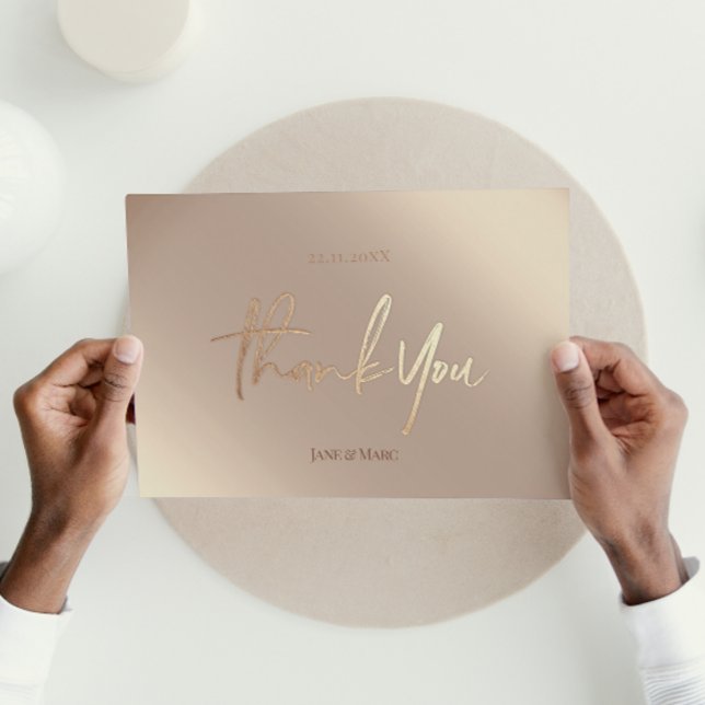 Bronze Bröllop Tack, Elegant Script-skript Vykort (Skapare uppladdad)