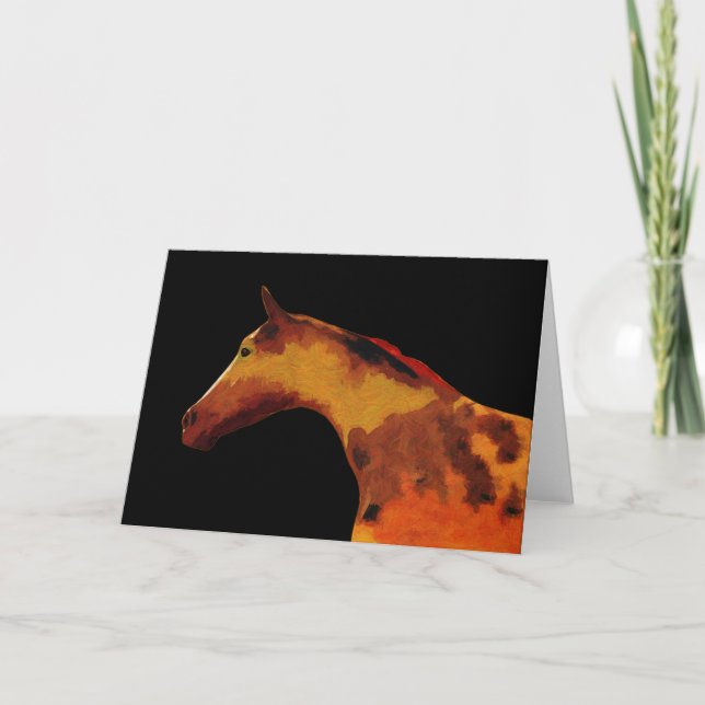 Bronze Brown Artsy Horse Profile Art Note Card Kort (Framsida)