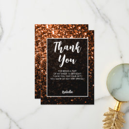 Bronze brunsparkles Sweet 16 elegant script Tack Kort