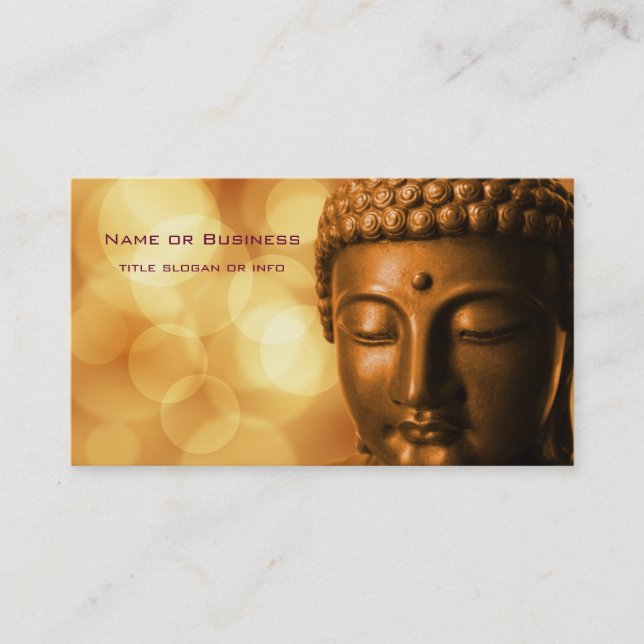 Bronze Buddha Statue med Golden Bokeh Background Visitkort (Framsida)
