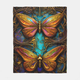 Bronze Butterflies på Aqua Blue Fleecefilt