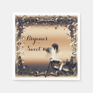 Bronze & Cream Masqueramasken Elegant Boll Party Pappersservett