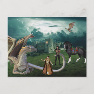 Bronze Dragon Elf Fantasy Vykort