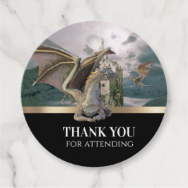 Bronze Dragon Medieval Castle Metallic Birthday Gåvor Etiketter