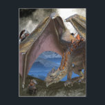 Bronze dragon VS Warrior Vykort<br><div class="desc">Den här designen skapades genom digital grafik. Det kan vara personlig genom att välja alternativet Anpassa. Kontakta mig på colorflowcreations@gmail.com eller använda alternativet chatta överst på sidan om du vill ha den här designen på en annan produkt. Köp min ursprungliga abstrakt-akrylmålning för försäljning på www.etsy.com/shop/colorflowart. Se fler av mina skapelser...</div>