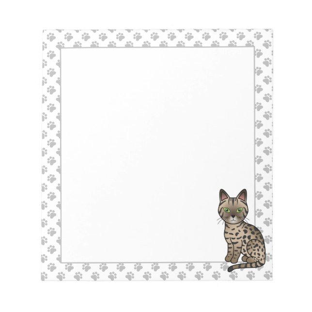 Bronze Egyptian Mau Cute Tecknad Cat Illustration Anteckningsblock (Framsida)