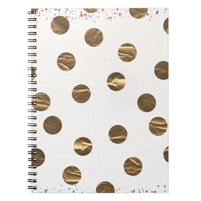 Bronze Faux Shine Polka dots Modern Trendig Chic Anteckningsbok Med Spiral (Framsidan)