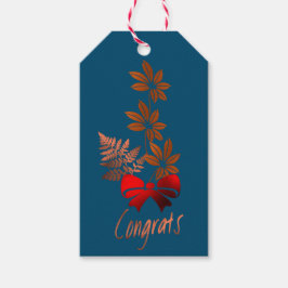 Bronze Flower Gratulerar Gift-märkre Presentetikett