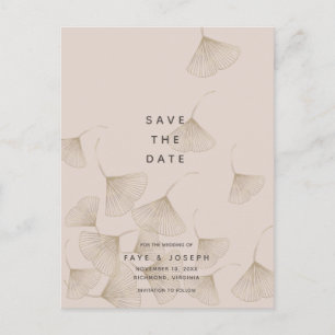 Bronze Ginkgo Löv Rosa Beige Spara datum Meddelande Vykort