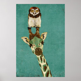 Bronze Giraffe & Uggla Art Poster