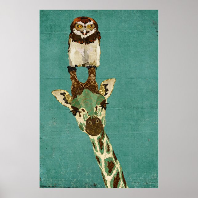 Bronze Giraffe & Uggla Art Poster (Framsidan)