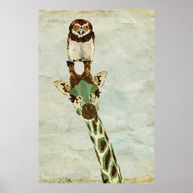 Bronze Giraffe & Uggla Art Poster (Framsidan)