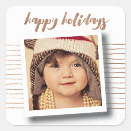 Bronze Glad helg jul Photo Sticker Fyrkantigt Klistermärke