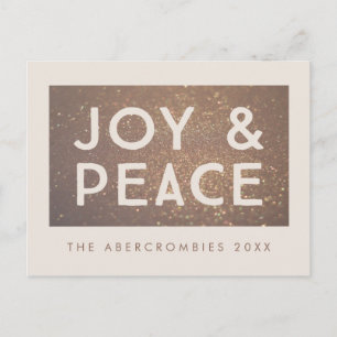 Bronze Glitter Joy & Peace jul Hälsning Vykort