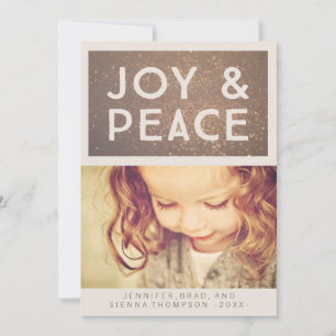Bronze Glitter Joy & Peace jul Photo Flat Julkort