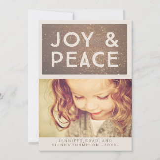 Bronze Glitter Joy & Peace jul Photo Flat Julkort