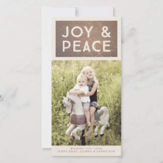 Bronze Glitter Joy & Peace Julafton Photo Card Julkort