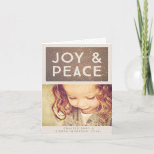 Bronze Glitter Joy & Peace-julfoto Helgkort