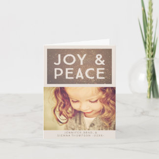 Bronze Glitter Joy & Peace-julfoto Helgkort