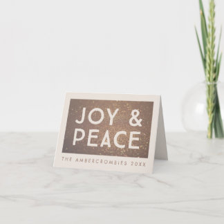 Bronze Glitter Joy & Peace-julhälsningskort Kort