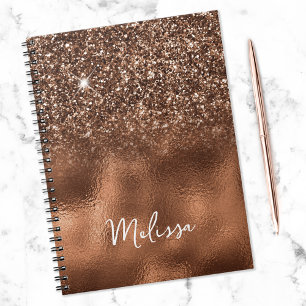 Bronze Glitter och Foil Namn Anteckningsbok