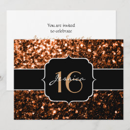 Bronze glitter sparkles Sweet 16-inbjudan Inbjudningar