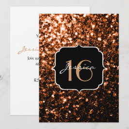 Bronze glitter sparkles Sweet 16-inbjudan Inbjudningar