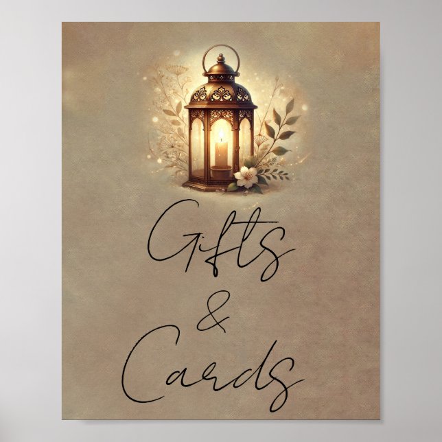 Bronze Glowing Lantern Cards & Gifts Bord-tecken Poster (Framsidan)