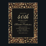 Bronze Guld Black Leopard 40:e födelsedagen Party Inbjudningar<br><div class="desc">Elegant och snyggt bronze,  guld och svart leopard/cheetah skriver ut 40-dagars inbjudan till kvinnor. Text är anpassade,  så gör det till ditt eget. Kontakta oss om du behöver hjälp med anpassning eller om du vill begära matchande produkter.</div>