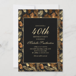Bronze Guld Black Löv 40:e födelsedagen Party Inbjudningar