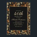 Bronze Guld Black Löv 40:e födelsedagen Party Inbjudningar<br><div class="desc">Elegant och snyggt bronze och guld lämnar på 40-dagars inbjudan till kvinnor på svarta födelsedag. Text är anpassade,  så gör det till ditt eget. Kontakta oss om du behöver hjälp med anpassning eller om du vill begära matchande produkter.</div>