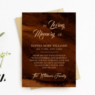 Bronze & Guld Sympathy Memory Tack-kort Tack Kort