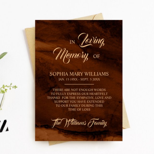Bronze & Guld Sympathy Memory Tack-kort Tack Kort (Skapare uppladdad)