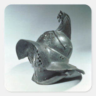 Bronze helmet of Thracian gladiator, romersk, 1:a  Fyrkantigt Klistermärke