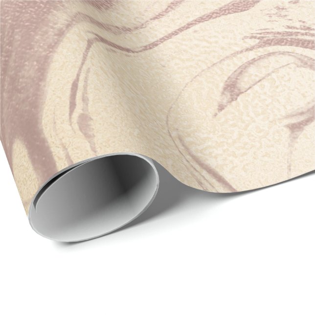 Bronze Ivory Smala Abstrakt Molten Marble Glass Presentpapper (Rullad Hörn)