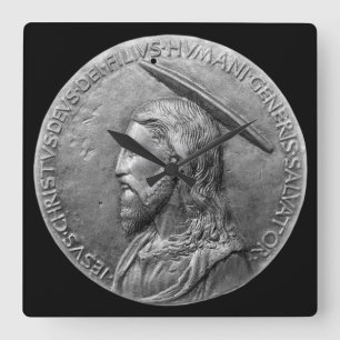 Bronze Jesus Kristus skulptur, latinska Porträtten Fyrkantig Klocka