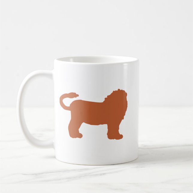 Bronze Lion Zodiac Silhouette Mug – Warm Leo Kaffemugg (Vänster)