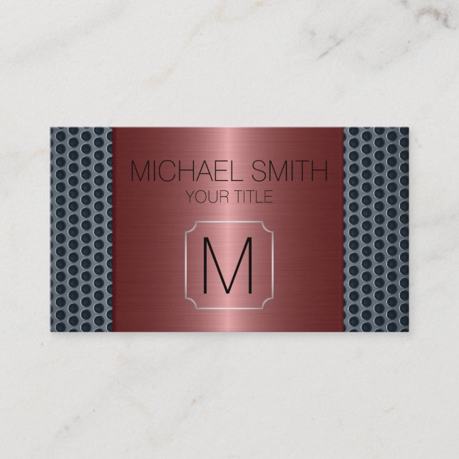 Bronze Luxury Stainless Metall Monogram Visitkort (Framsida)