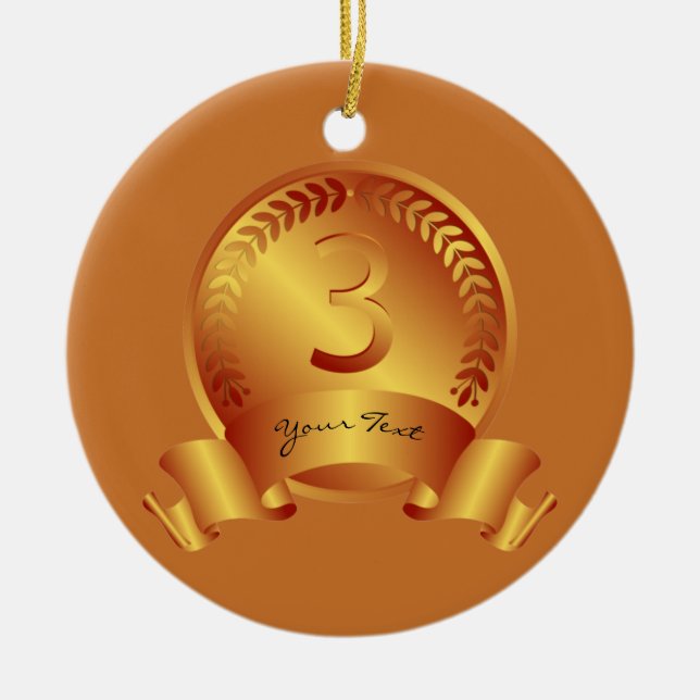 Bronze Medal, Custom text, Three Award Winner Julgransprydnad Keramik (Framsidan)
