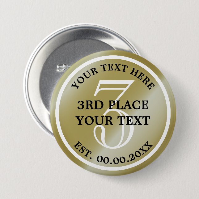 Bronze Medal-knapp för tredje ställe i tävlingen Knapp (Framsida & baksida)