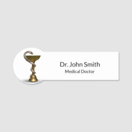 Bronze Medical Bowl Hygieia Snake White Caduceus Namnbricka