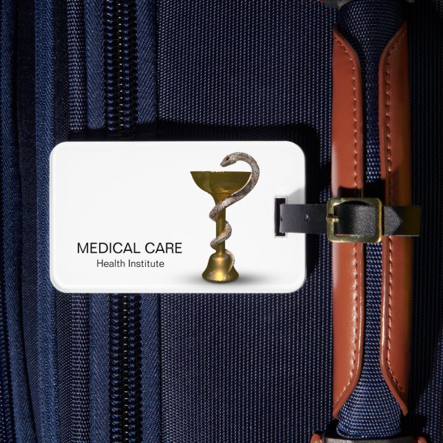 Bronze Medical Bowl Hygieia White Snake Caduceus Bagagebricka (Framsida Insitu 4)