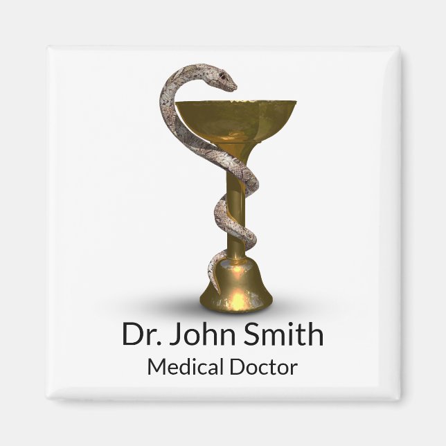 Bronze Medical Bowl Snake Hygieia White Caduceus Magnet (Framsidan)