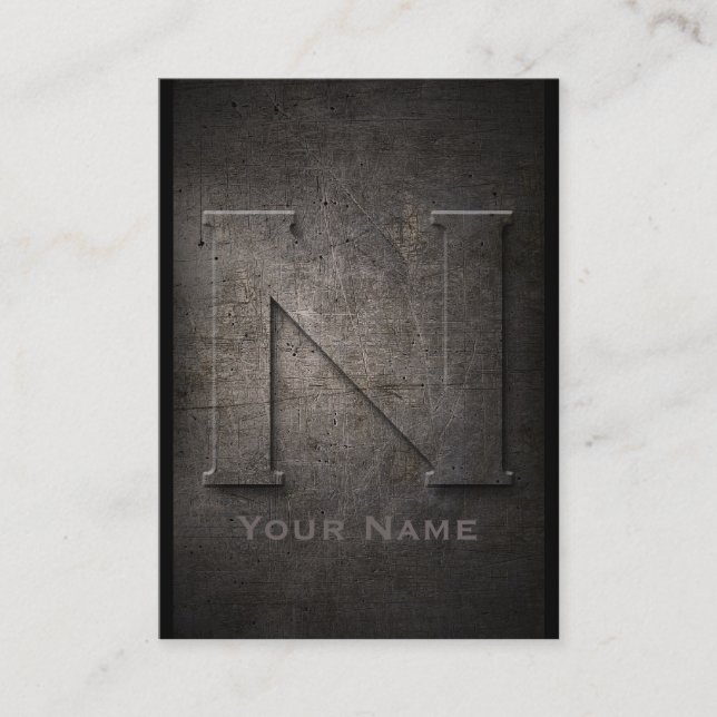 Bronze Metall Monogrammed N Affärskort Visitkort (Framsida)